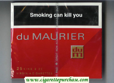 Du Maurier 25s King Size cigarettes wide flat hard box
